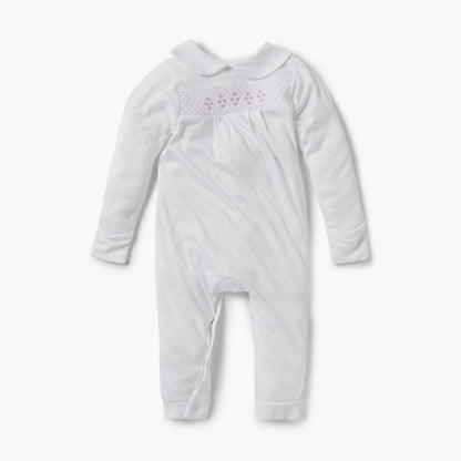Giggles Heart Print Sleepsuit with Long Sleeves and Button Closure