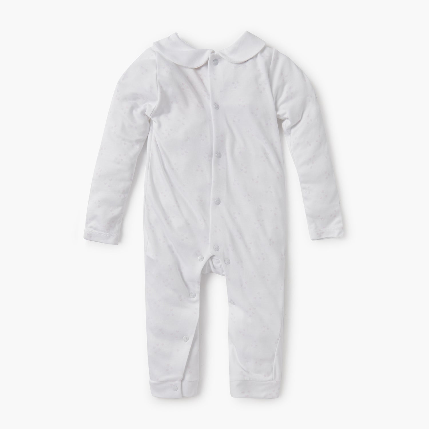 Giggles Heart Print Sleepsuit with Long Sleeves and Button Closure