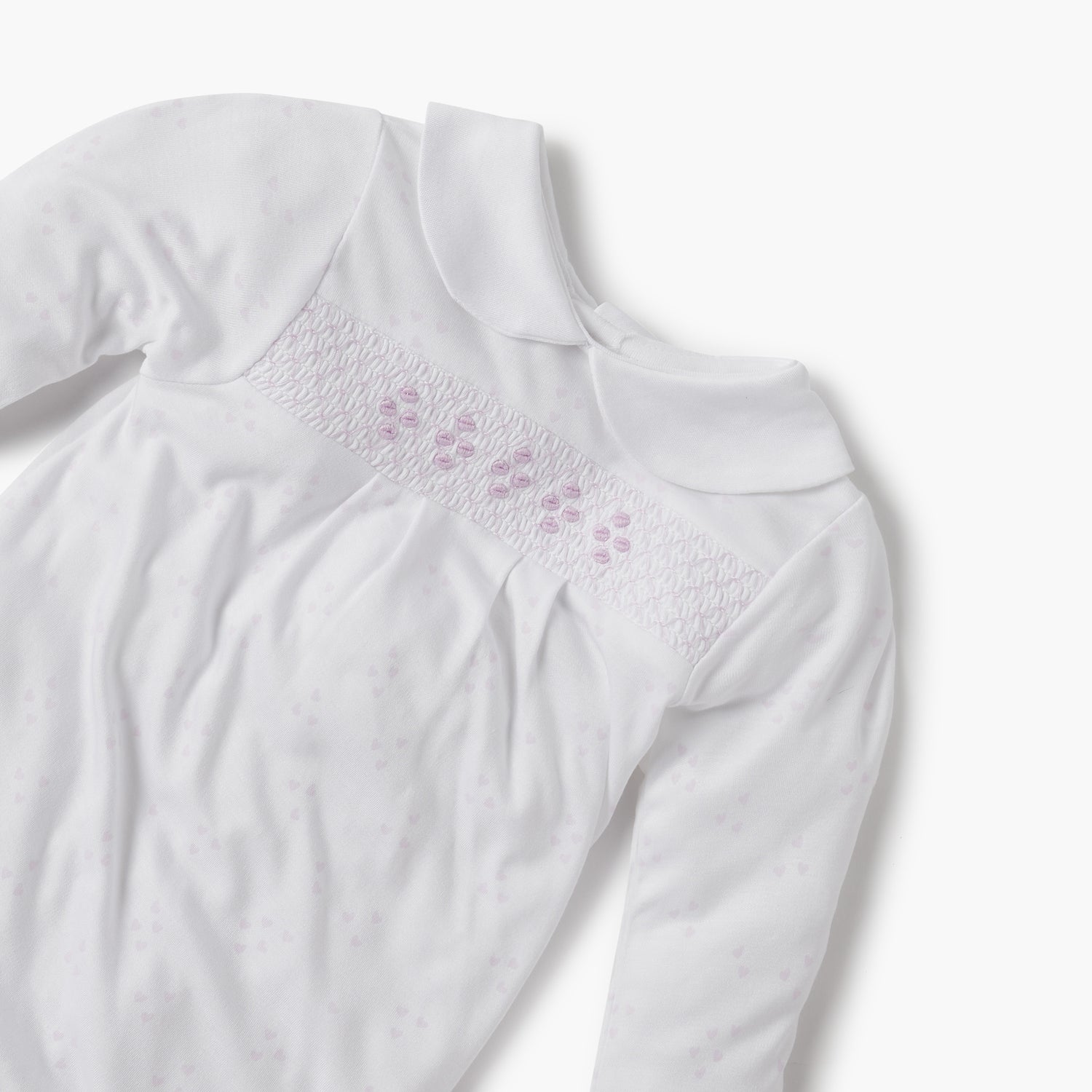 Giggles Heart Print Sleepsuit with Long Sleeves and Button Closure