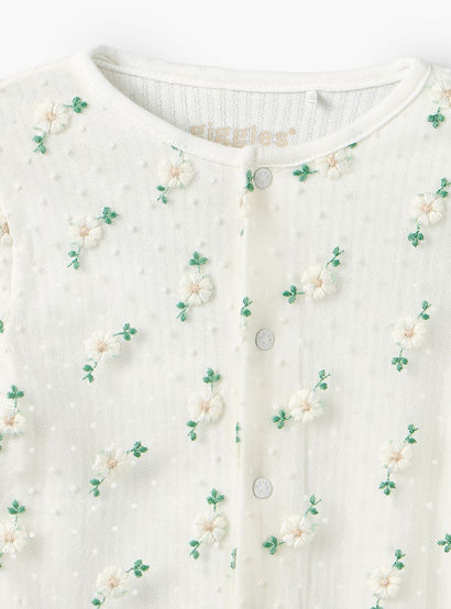 Giggles Cotton Crew Neck Long Sleeves Sleepsuit with Floral Embroidery-baby-girls-clothing-nightwear-sleepsuits-image-4