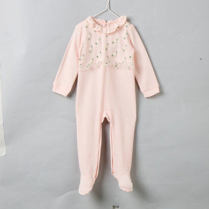 Giggles Cotton Round Neck Long Sleeves Sleepsuit with Snap Button Closure