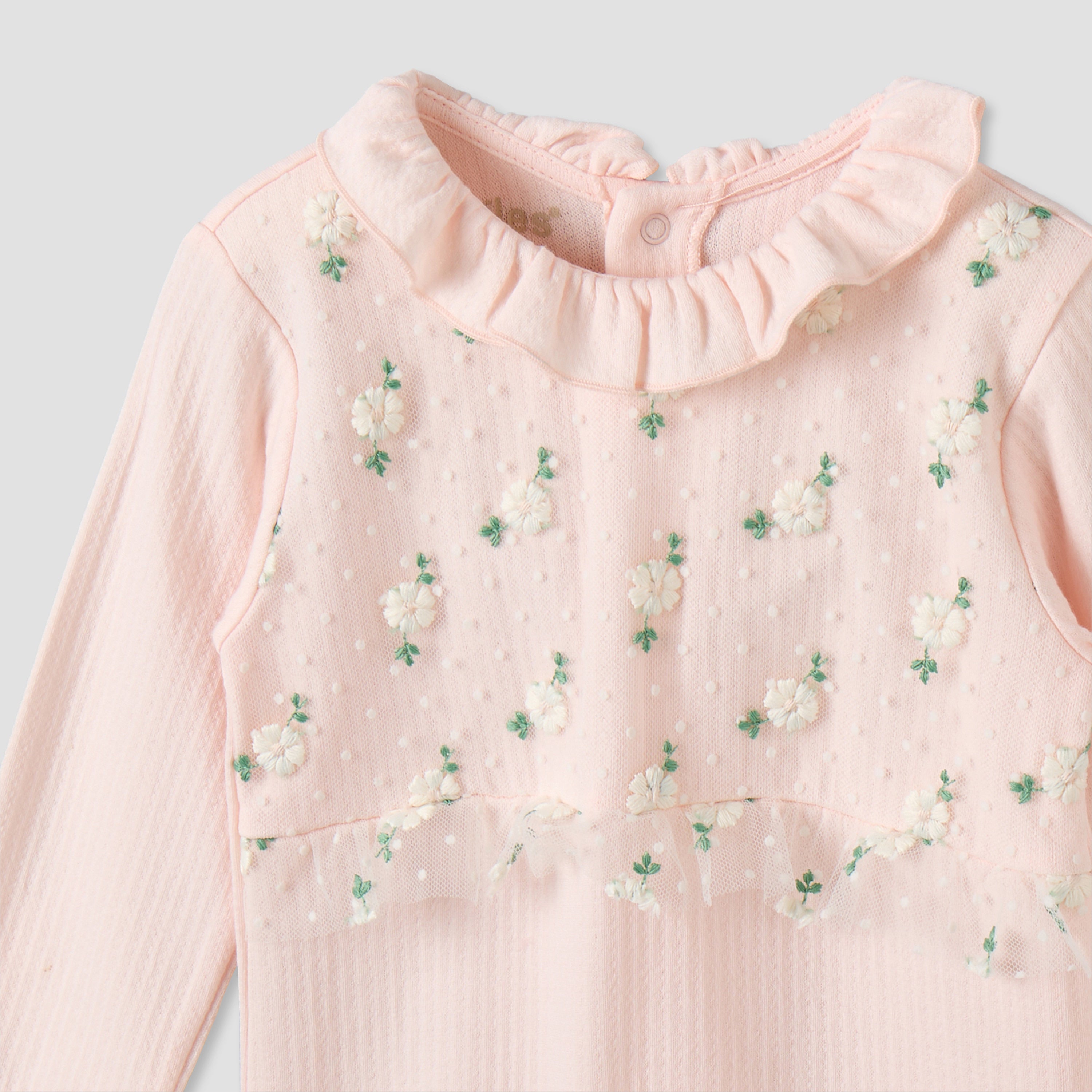 Giggles Cotton Round Neck Long Sleeves Sleepsuit with Snap Button Closure