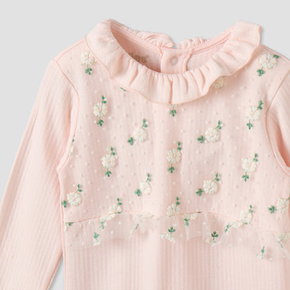 Giggles Cotton Round Neck Long Sleeves Sleepsuit with Snap Button Closure