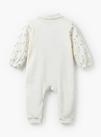 Giggles Cotton Collared Long Sleeves Sleepsuit with Floral Embroidery-baby-girls-clothing-nightwear-sleepsuits-image-3