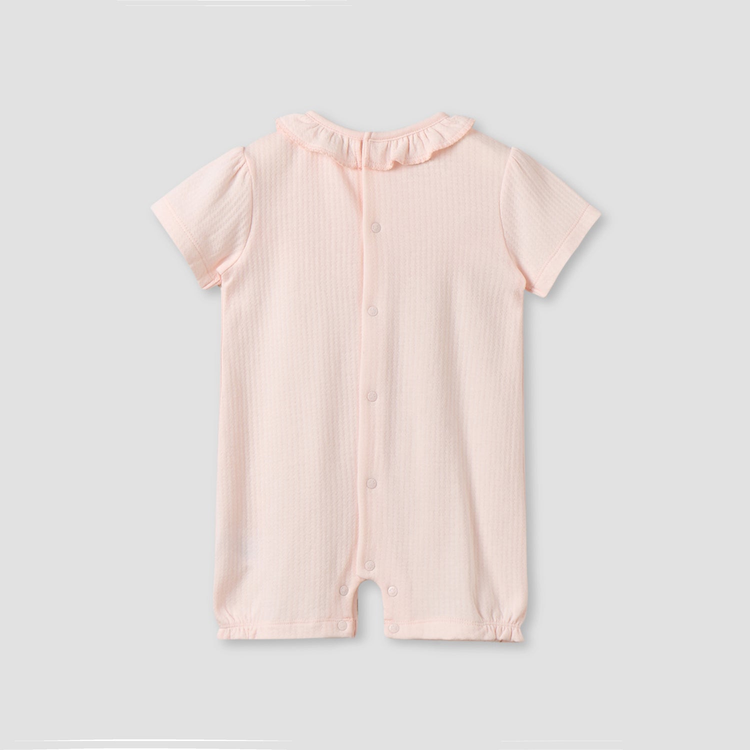 Giggles Round Neck Short Sleeves Romper with Snap Button Closure