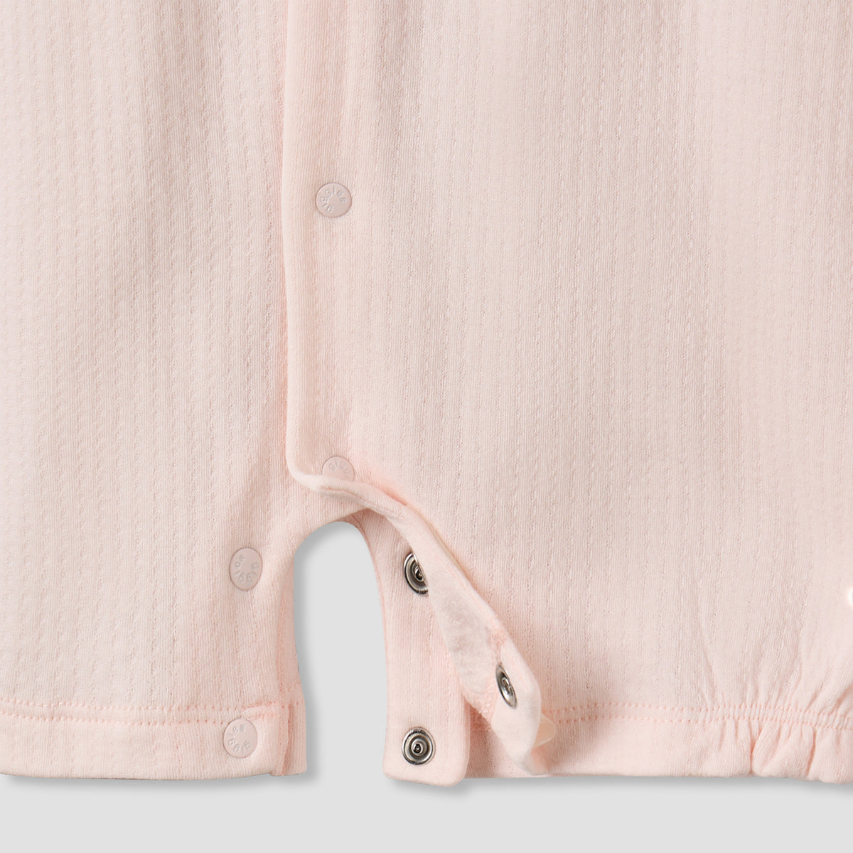 Giggles Round Neck Short Sleeves Romper with Snap Button Closure