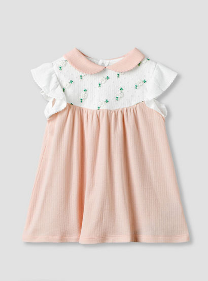Peter Pan Collar Sleeveless Knee Length Dress with Embroidery-baby-girls-clothing-dressesandjumpsuits-image-1