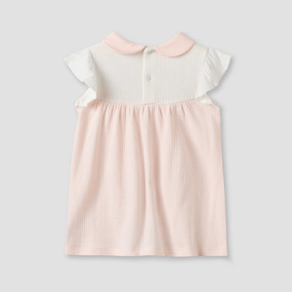 Peter Pan Collar Sleeveless Knee Length Dress with Embroidery