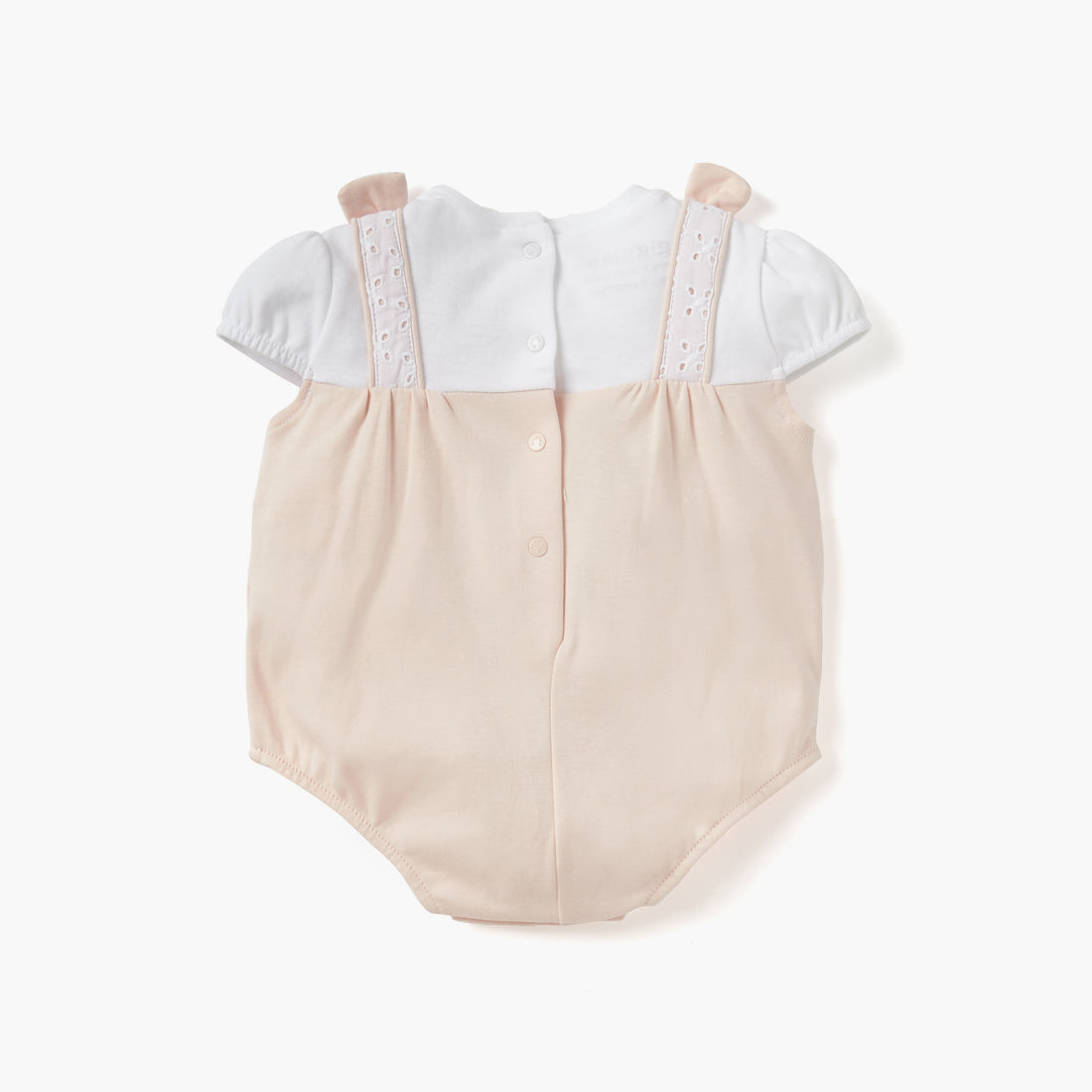 Giggles Panelled Bodysuit with Ruffles and Cap Sleeves