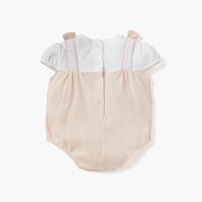 Giggles Panelled Bodysuit with Ruffles and Cap Sleeves