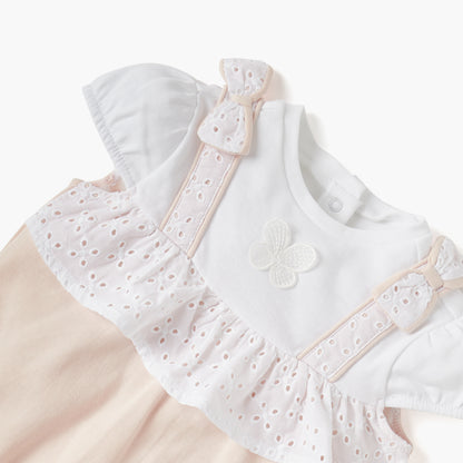 Giggles Panelled Bodysuit with Ruffles and Cap Sleeves