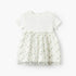 Giggles Round Neck Short Sleeves Knee Length A-line Dress with Floral Embroidery - White / 12-18 mths