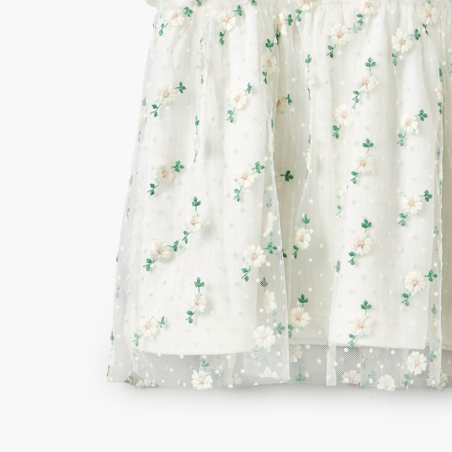 Giggles Round Neck Short Sleeves Knee Length A-line Dress with Floral Embroidery