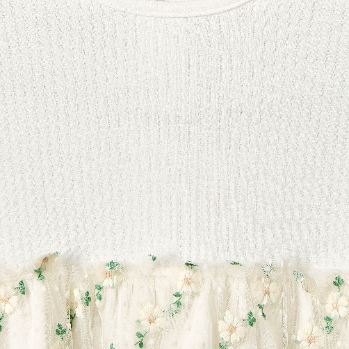 Giggles Round Neck Short Sleeves Knee Length A-line Dress with Floral Embroidery