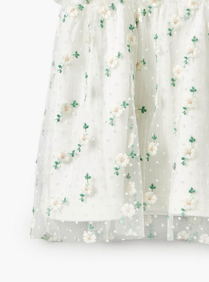 Giggles Round Neck Short Sleeves Knee Length A-line Dress with Floral Embroidery-baby-girls-clothing-dressesandjumpsuits-image-5