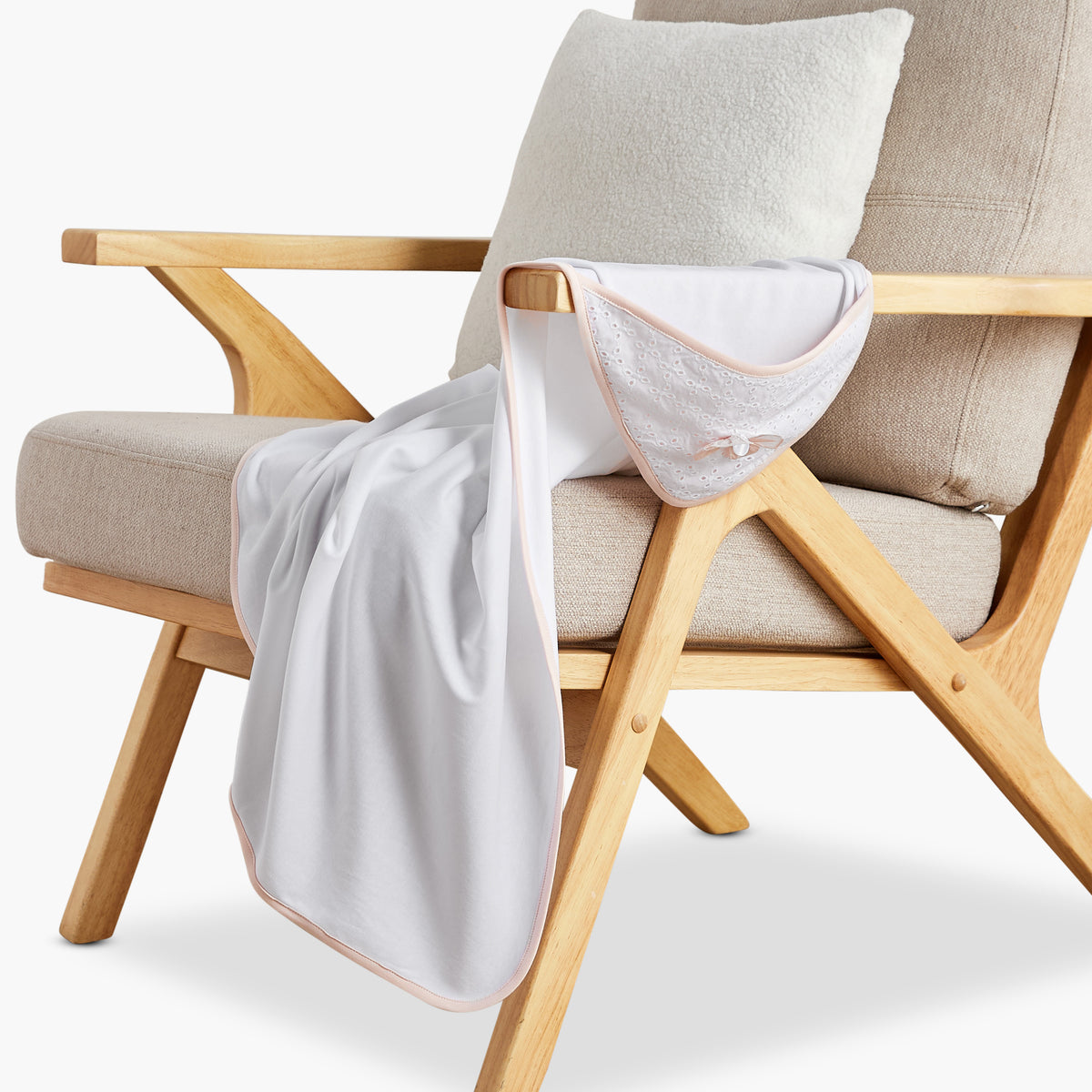 Giggles Panelled Receiving Blanket with Bow Accent - 70x70 cm