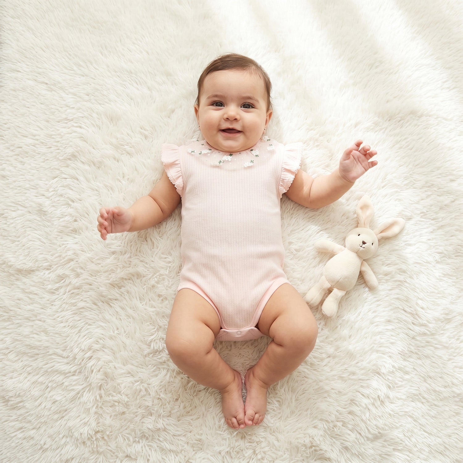 Giggles Cotton Round Neck Short Sleeves Bodysuit with Snap Button Closure - Pink / 12-18 mths