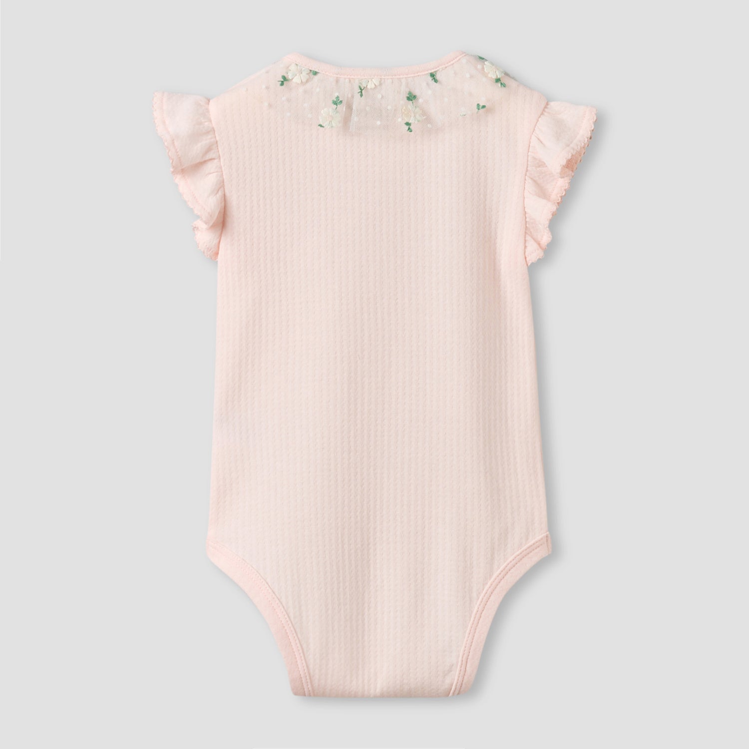 Giggles Cotton Round Neck Short Sleeves Bodysuit with Snap Button Closure