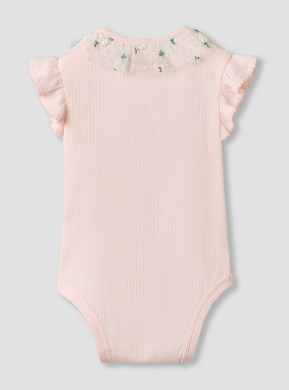Giggles Cotton Round Neck Short Sleeves Bodysuit with Snap Button Closure-baby-girls-clothing-bodysuits-image-3