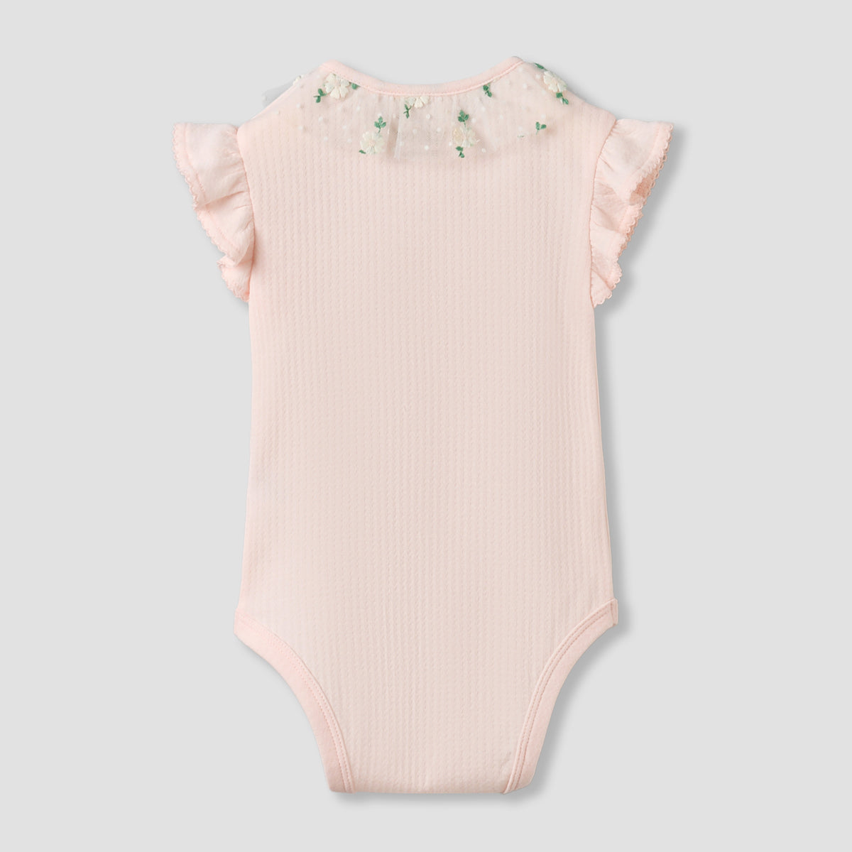Giggles Cotton Round Neck Short Sleeves Bodysuit with Snap Button Closure