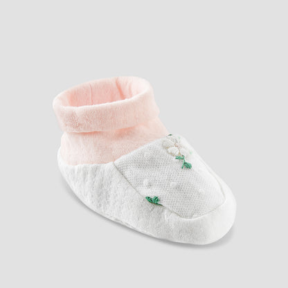 Giggles Booties with Floral Embroidery