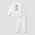 Giggles Pyjama Set with Embroidery Detail - Supima Cotton - Long Sleeves - Henley Neck - White / 12-18 mths
