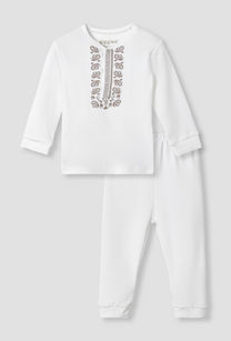 Giggles Pyjama Set with Embroidery Detail - Supima Cotton - Long Sleeves - Henley Neck-undefined-image-1