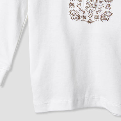 Giggles Pyjama Set with Embroidery Detail - Supima Cotton - Long Sleeves - Henley Neck
