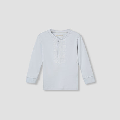 Giggles Pyjama Set with Embroidery - Cotton - Long Sleeves - Round Neck
