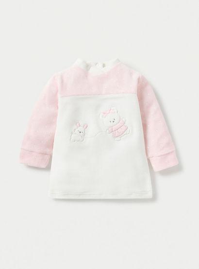 Juniors Teddy and Mouse Applique Long Sleeves Velour Sweatshirt and Pyjama Set-baby-girls-clothing-nightwear-pyjamasets-image-2