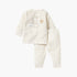 Giggles Embroidered Long Sleeves Velour T-shirt and Pyjama Set - Beige / 12-18 mths
