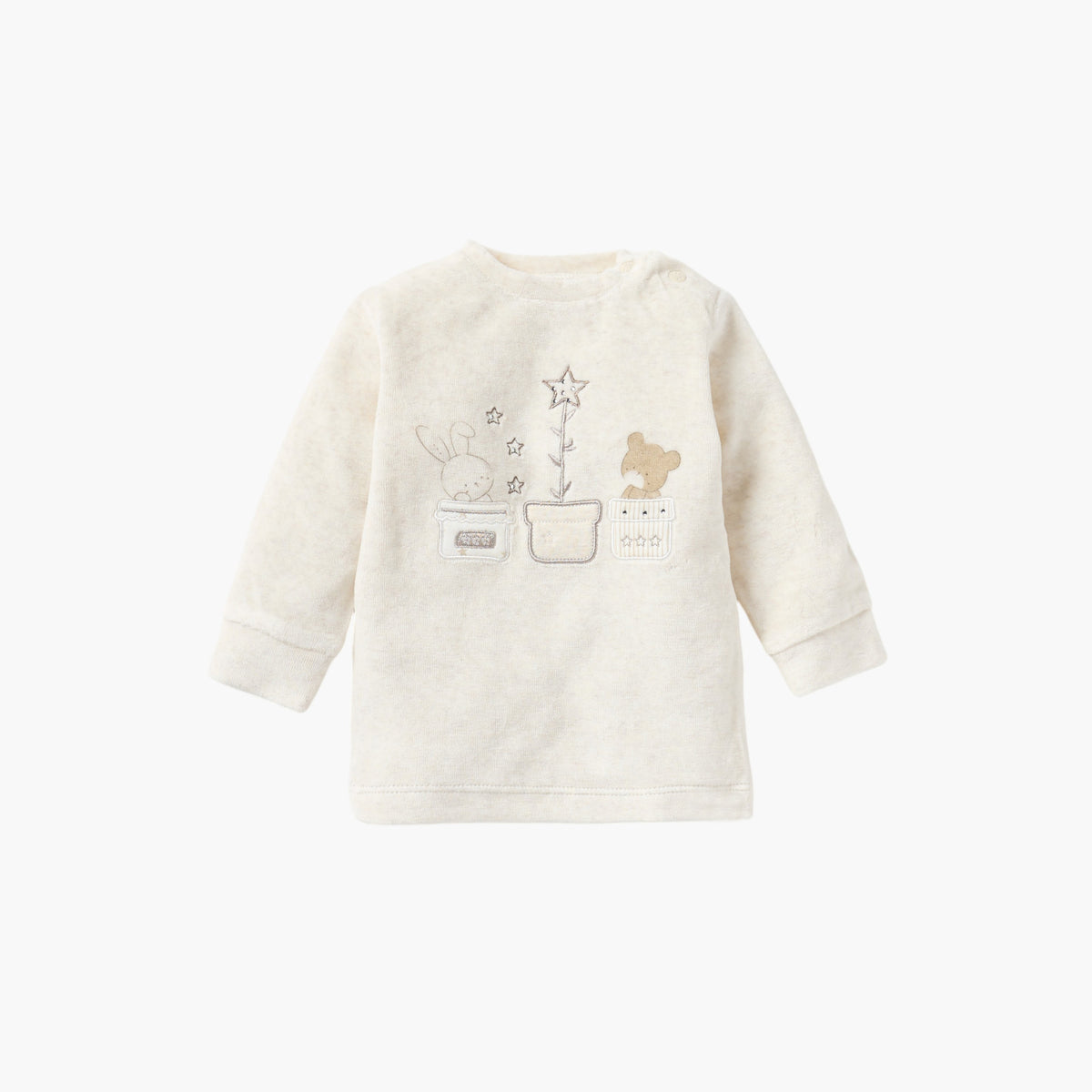 Giggles Embroidered Long Sleeves Velour T-shirt and Pyjama Set