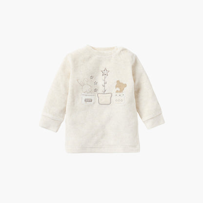 Giggles Embroidered Long Sleeves Velour T-shirt and Pyjama Set