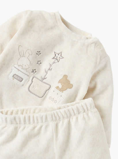 Giggles Embroidered Long Sleeves Velour T-shirt and Pyjama Set-baby-boys-clothing-nightwear-pyjamasets-image-4