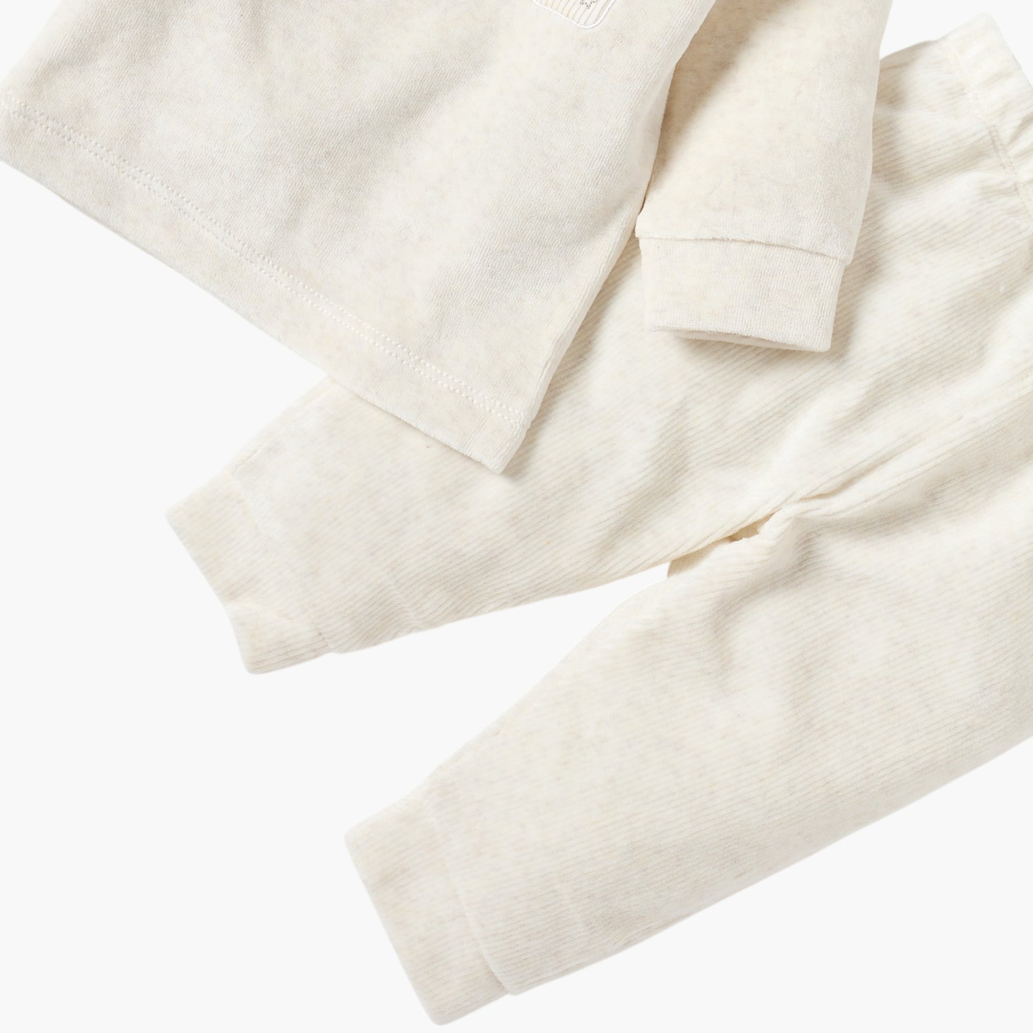Giggles Embroidered Long Sleeves Velour T-shirt and Pyjama Set