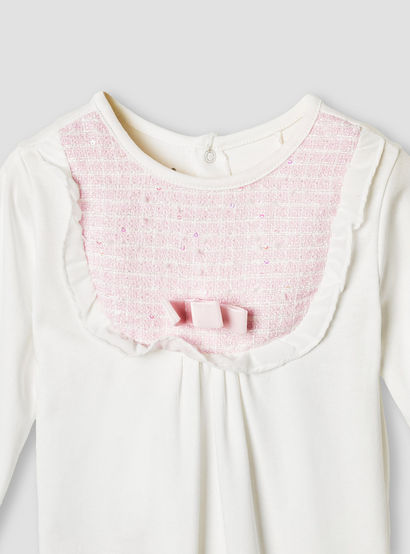 Giggles Bow Accent Closed Feet Sleepsuit with Long Sleeves-baby-girls-clothing-nightwear-sleepsuits-image-4