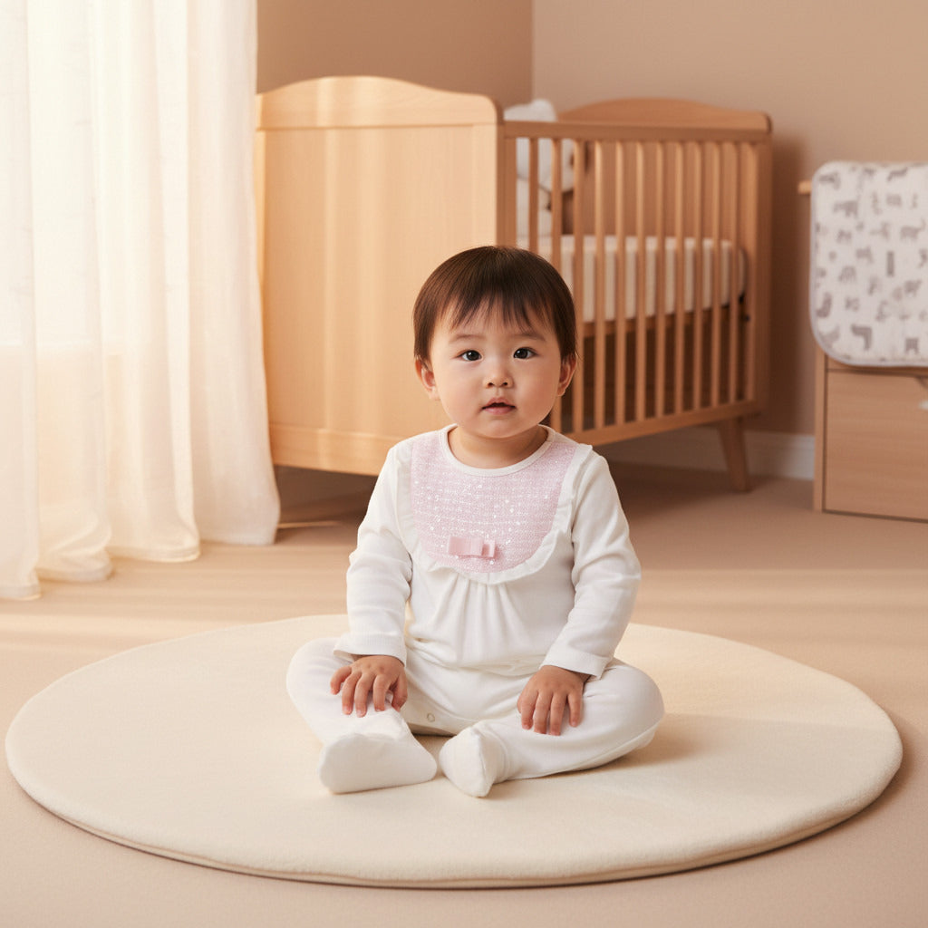 Giggles Bow Accent Closed Feet Sleepsuit with Long Sleeves