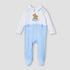 Giggles Bear Applique Collared Sleepsuit with Long Sleeves - Blue / 12-18 mths