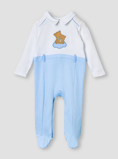 Giggles Bear Applique Collared Sleepsuit with Long Sleeves-baby-boys-clothing-nightwear-sleepsuits-image-1