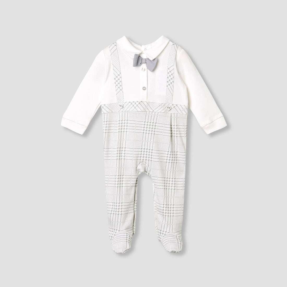 Giggles Panelled Collared Closed Feet Sleepsuit with Long Sleeves - image 2