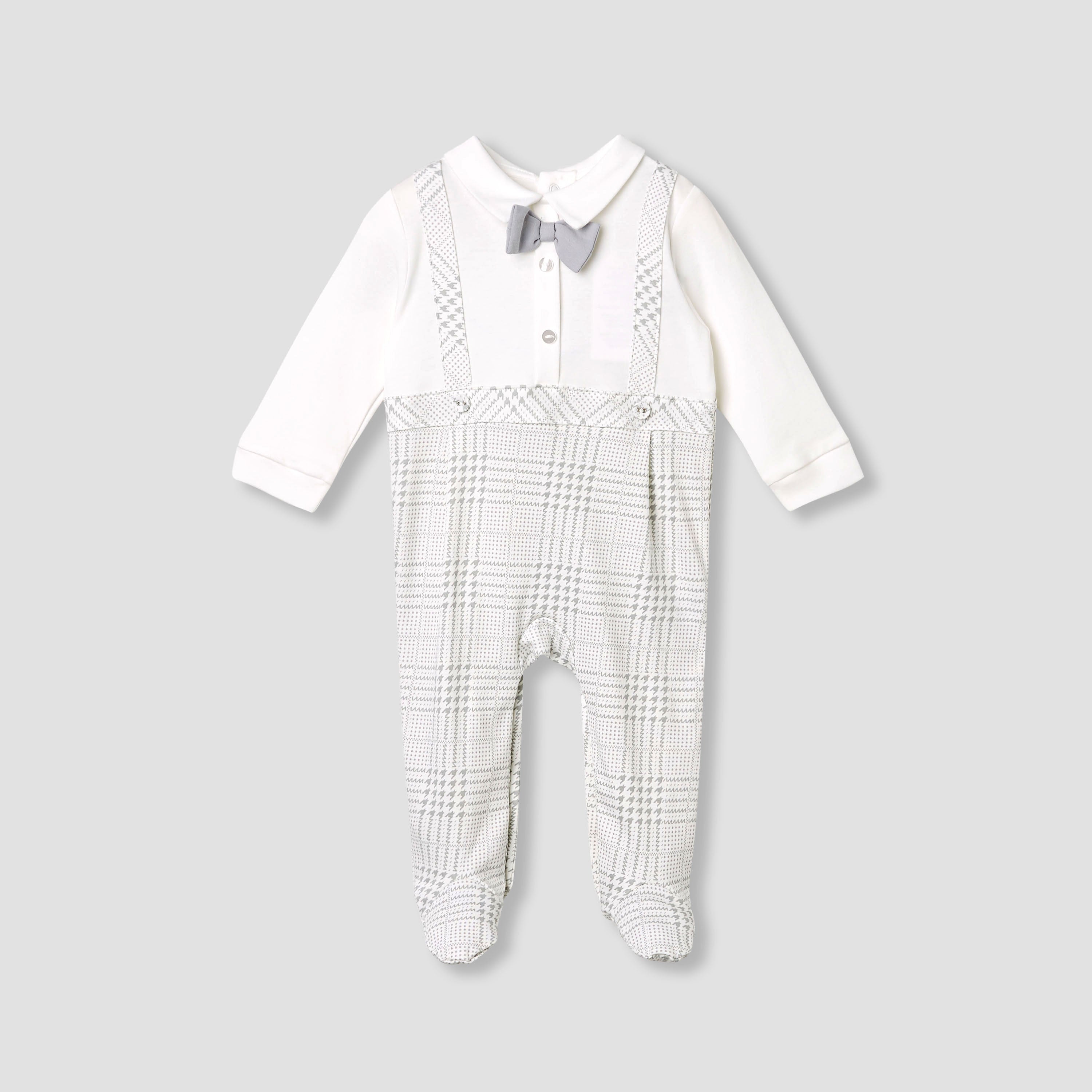 Giggles Panelled Collared Closed Feet Sleepsuit with Long Sleeves - image 2