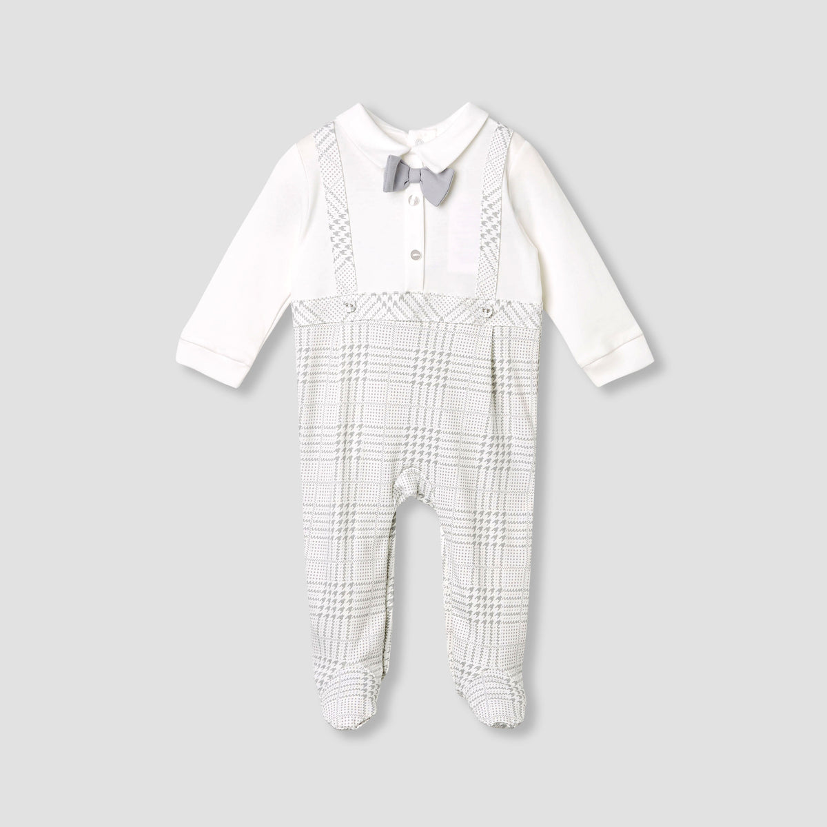 Giggles Panelled Collared Closed Feet Sleepsuit with Long Sleeves