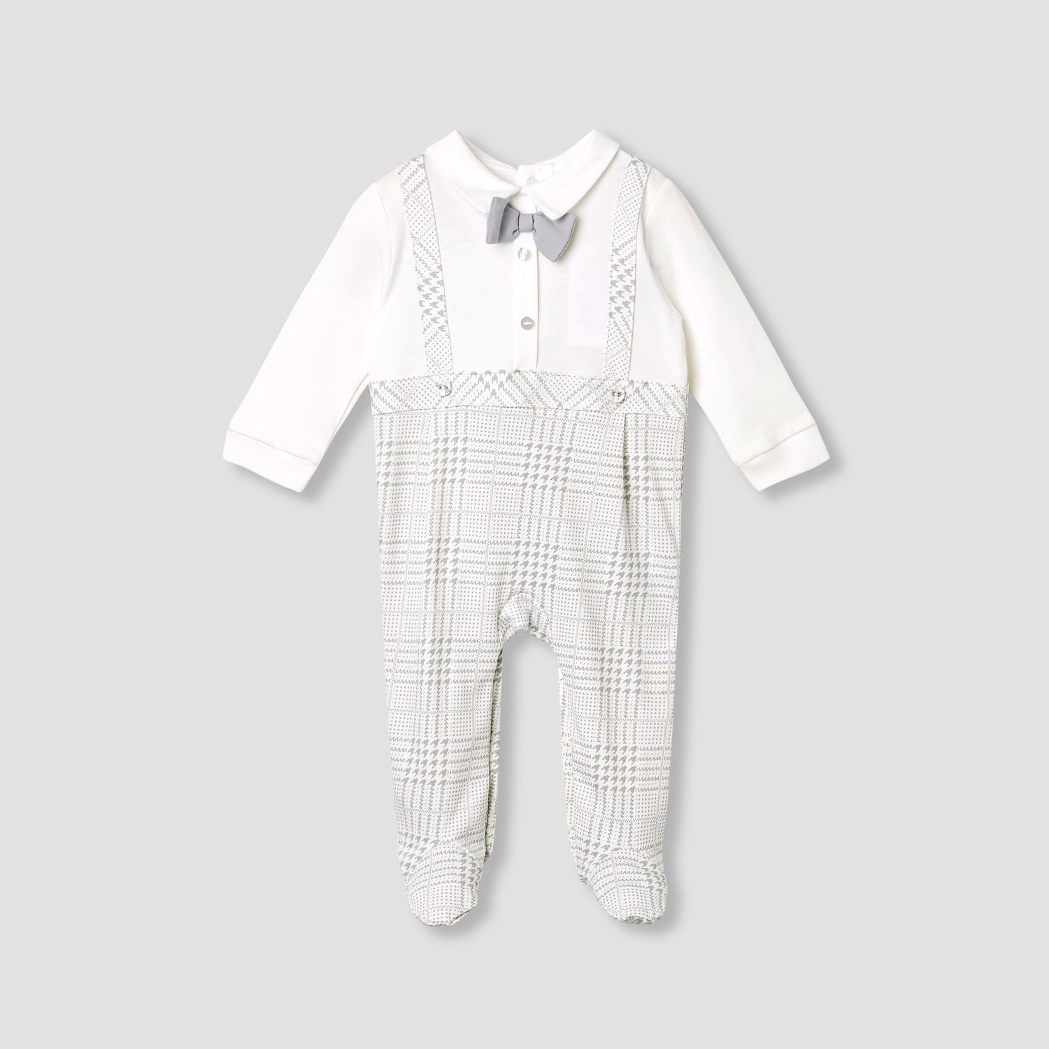 Giggles Panelled Collared Closed Feet Sleepsuit with Long Sleeves - image 1