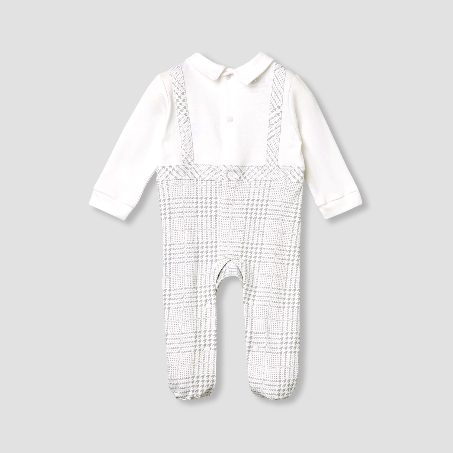 Giggles Panelled Collared Closed Feet Sleepsuit with Long Sleeves - image 3