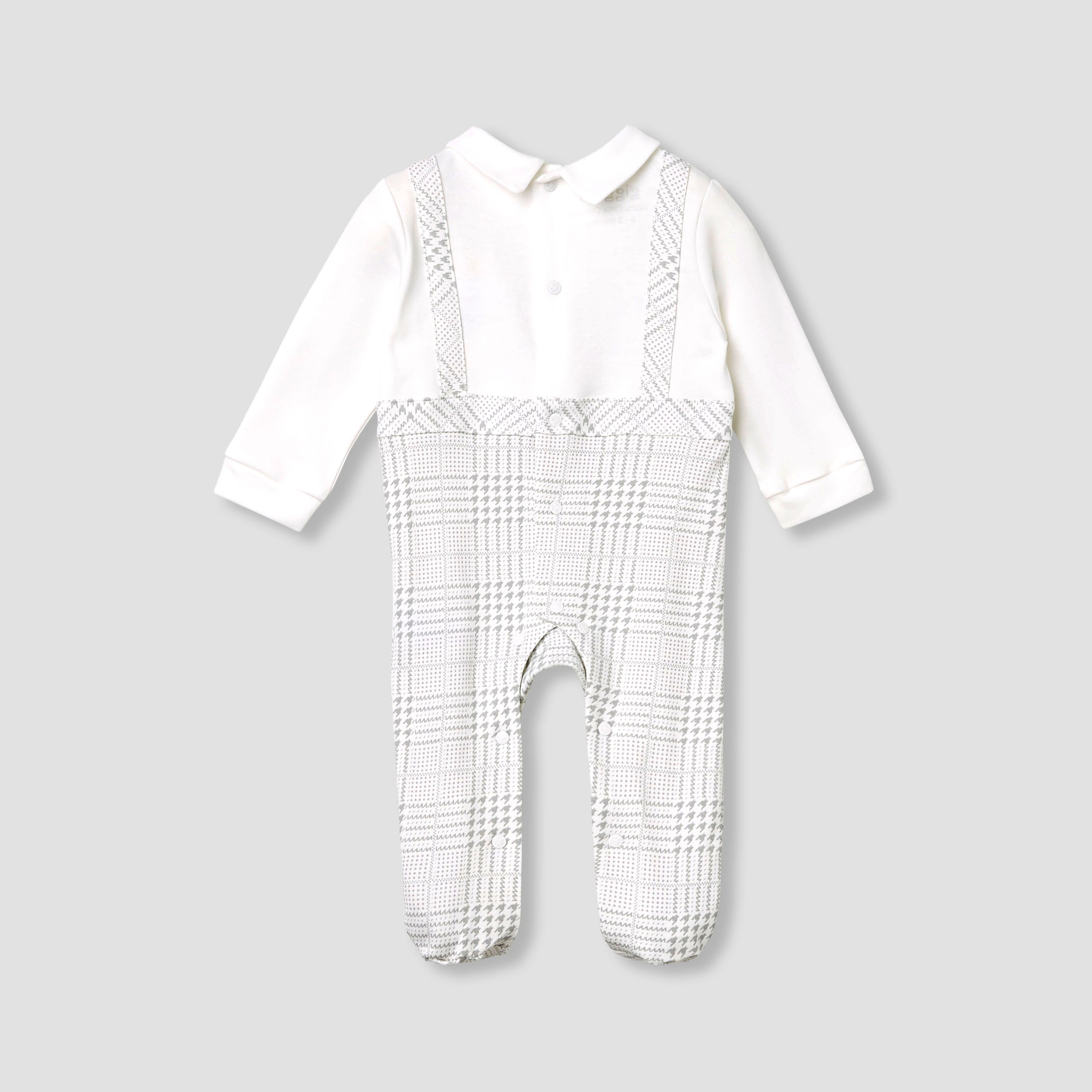 Giggles Panelled Collared Closed Feet Sleepsuit with Long Sleeves - image 3