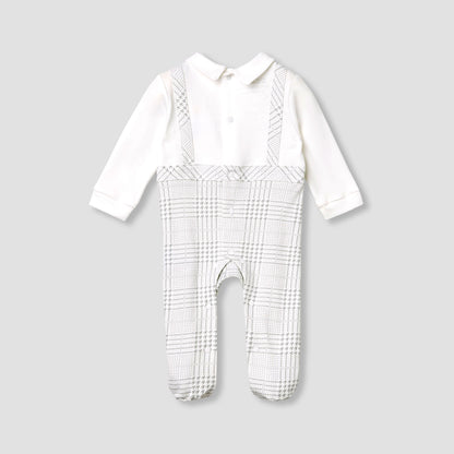 Giggles Panelled Collared Closed Feet Sleepsuit with Long Sleeves - image 3