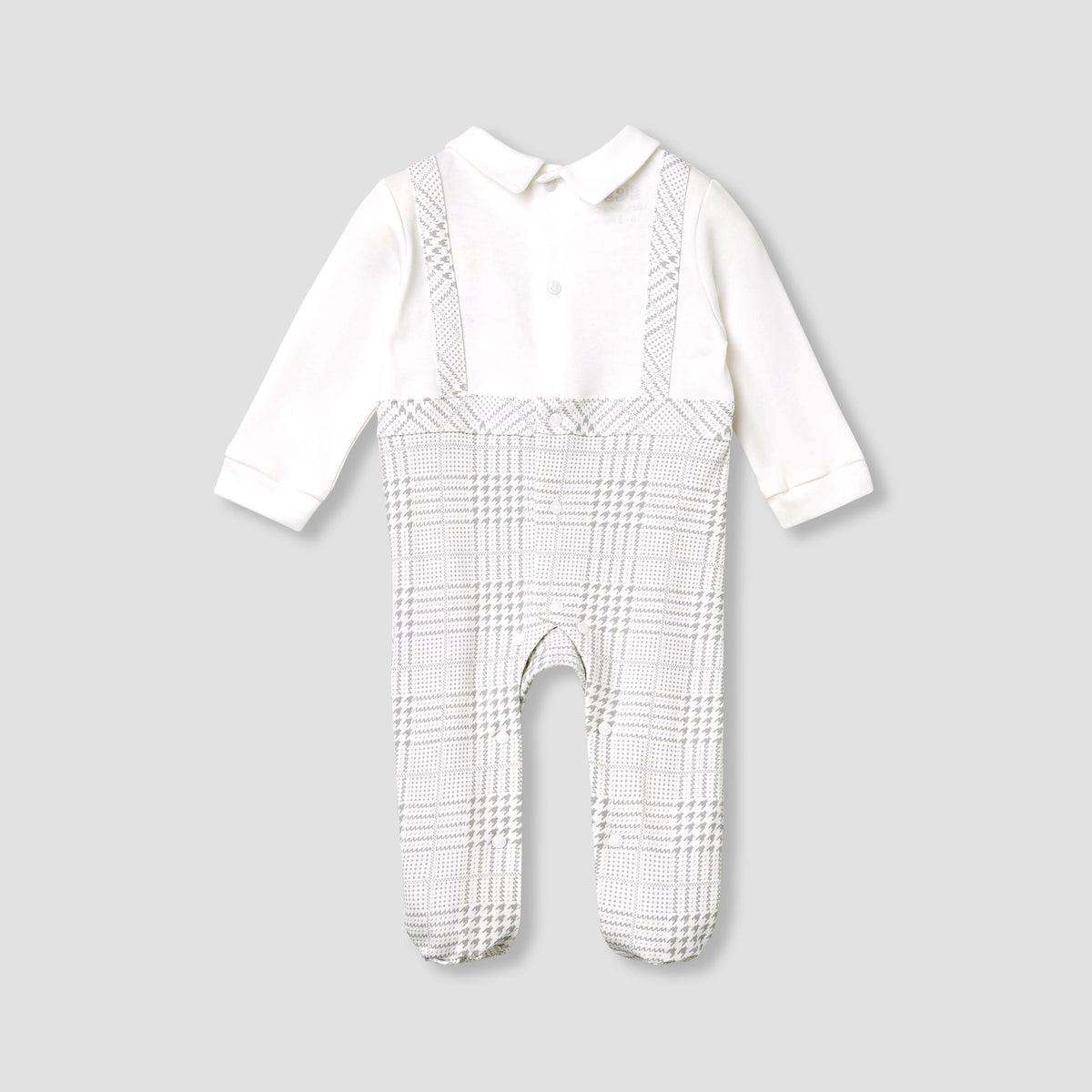 Giggles Panelled Collared Closed Feet Sleepsuit with Long Sleeves