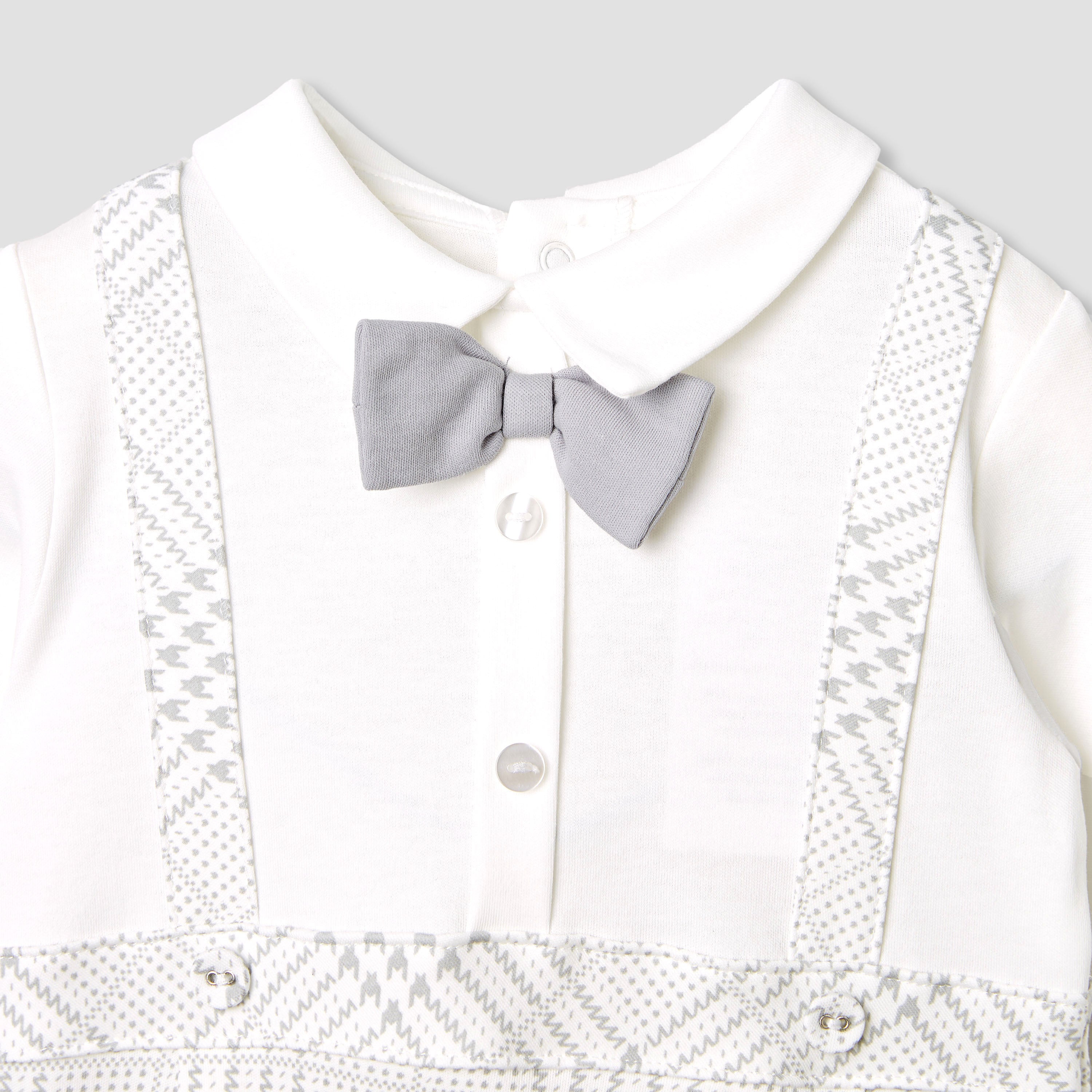 Giggles Panelled Collared Closed Feet Sleepsuit with Long Sleeves - image 5