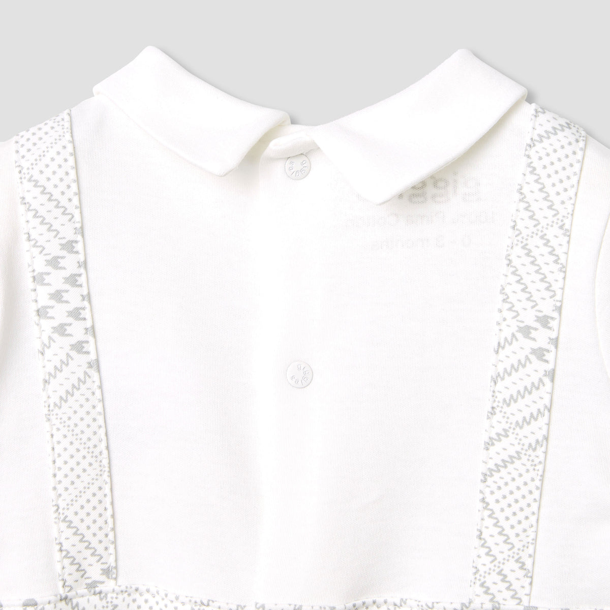 Giggles Panelled Collared Closed Feet Sleepsuit with Long Sleeves