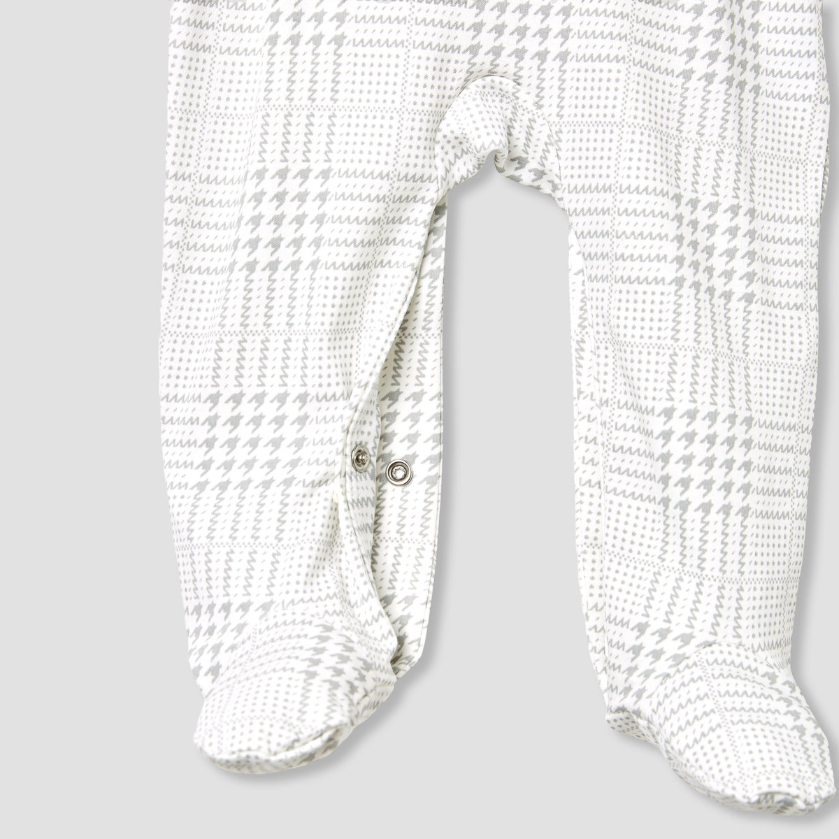 Giggles Panelled Collared Closed Feet Sleepsuit with Long Sleeves